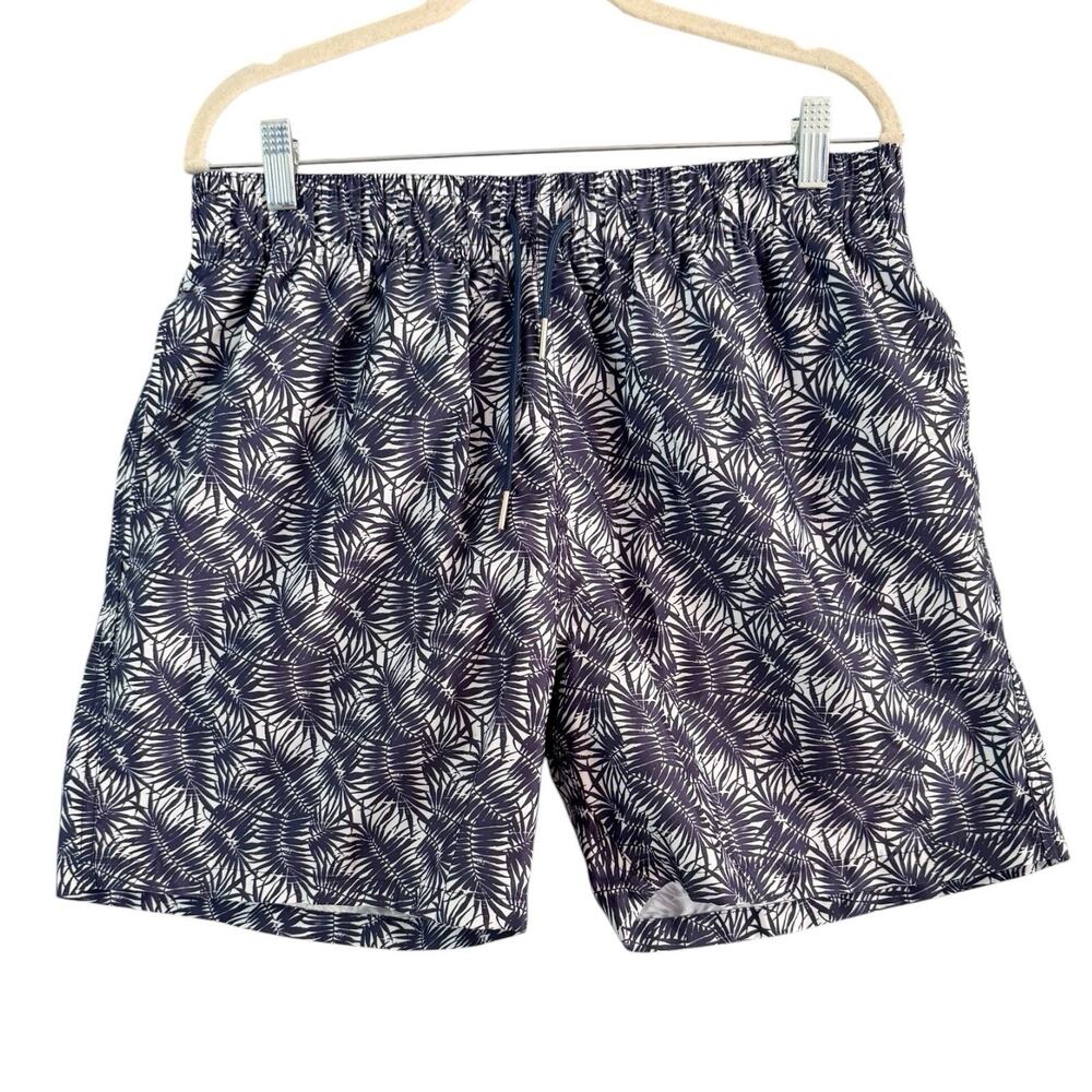 Slate & Stone Swim Trunks Blue Fern Floral Mesh Lined Men’s Size XL Bathing Suit